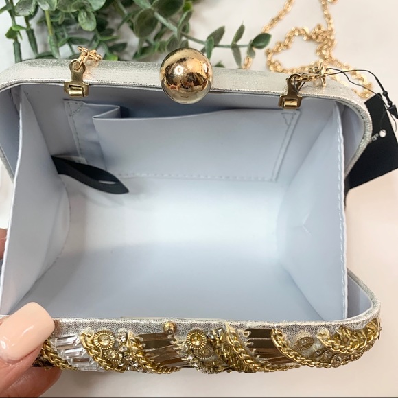 INC Jocelyn Beaded clutch Gold Chain Strap Bag Sequins Bag - Picture 9 of 11